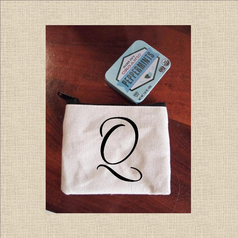 Canvas Coin Pouch Mini - Cursive Letter