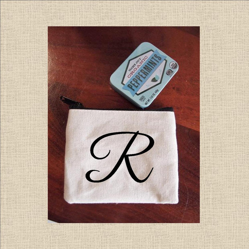 Canvas Coin Pouch Mini - Cursive Letter