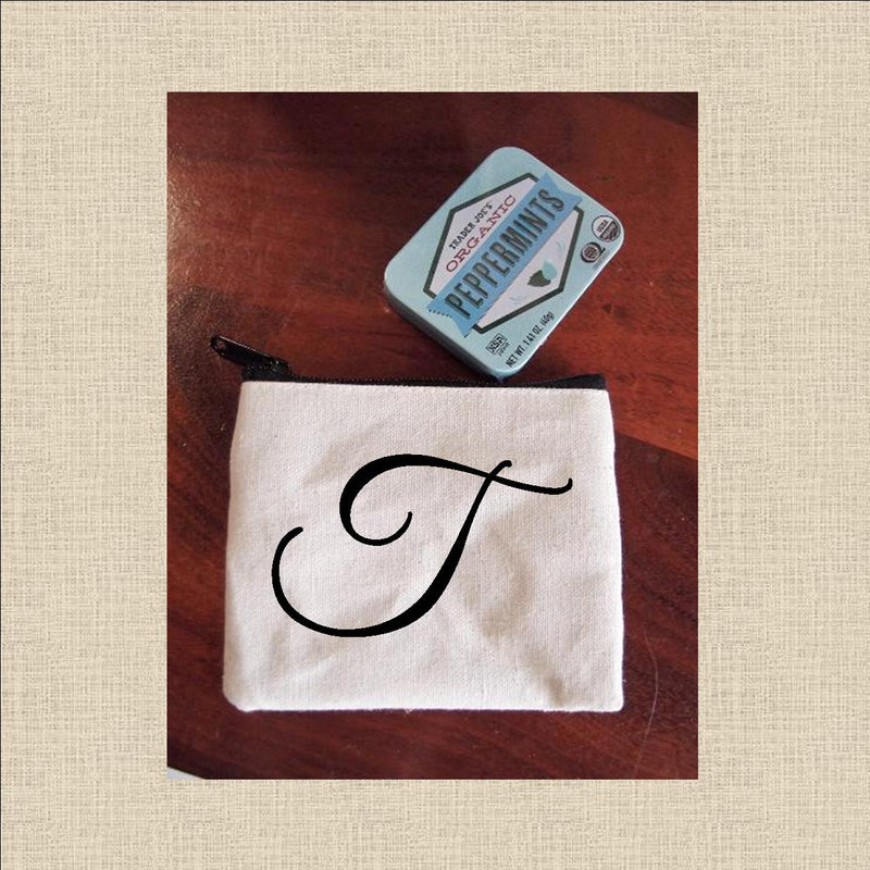 Canvas Coin Pouch Mini - Cursive Letter