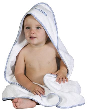 Hooded Towel Baby - Seersucker Trim