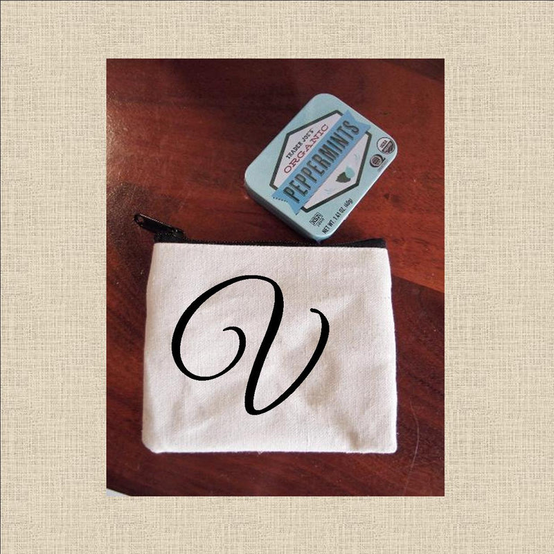 Canvas Coin Pouch Mini - Cursive Letter