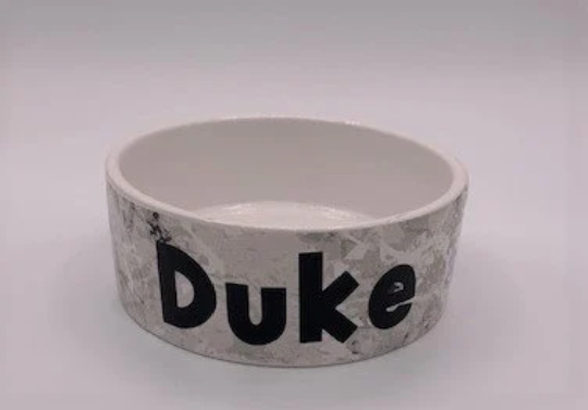 Pet Food Bowl - Ceramic with Chic Concrete Design