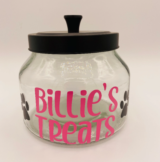 Pet Treat Jar - Glass with Black Cover