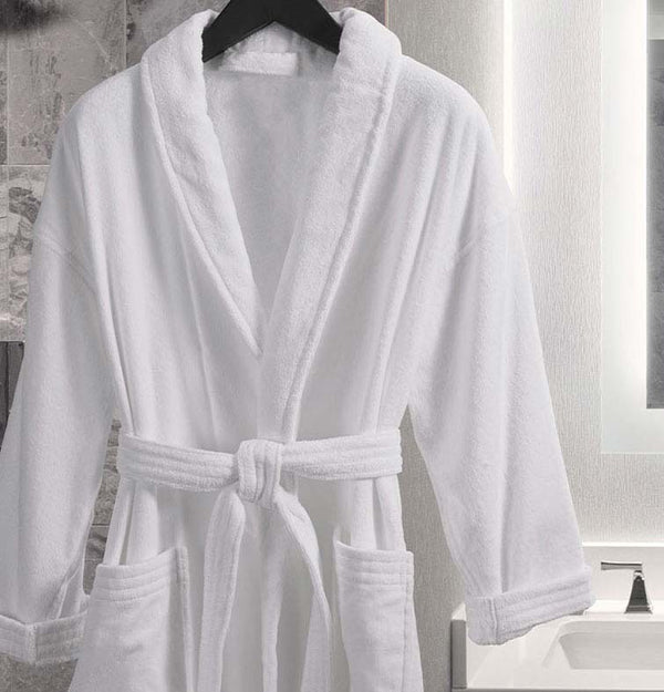 Bathrobe - Classic Terry Velour Shawl Collar - White