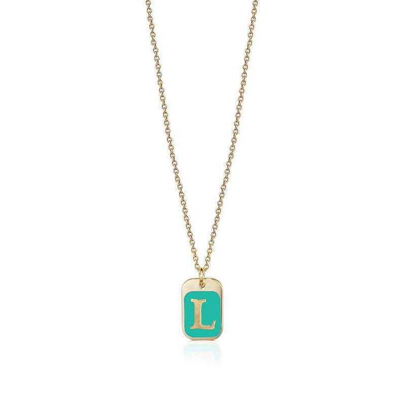 Jewelry - Necklace Enamel Initial Plate