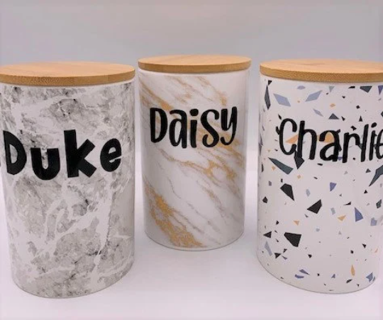 Pet Treat Jar - Ceramic with Designs