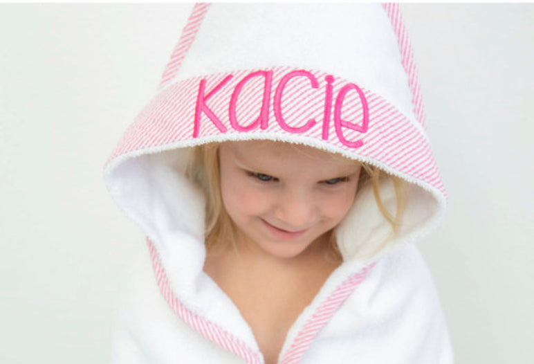 Hooded Towel - Oversized Seersucker Trim